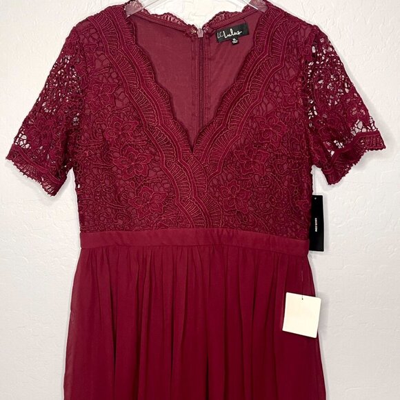 Lulus Burgundy Angel in Disguise Lace Skater Dress Size XL NWT - Picture 3 of 8